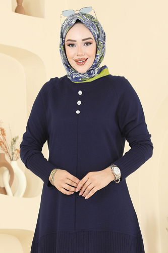 moda selvim بلوز كحلي 2715AYD574 - Thumbnail