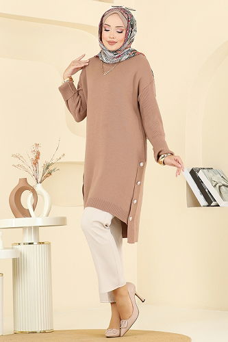 moda selvim Tunic 2716AYD574 Biscuit - Thumbnail