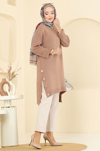 moda selvim Tunic 2716AYD574 Biscuit - Thumbnail