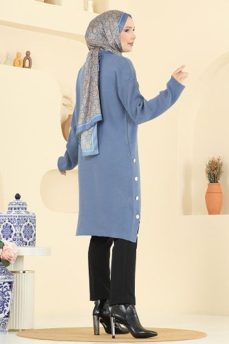 moda selvim Tunic 2716AYD574 Indigo - Thumbnail