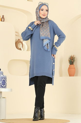 moda selvim بلوز ازرق 2716AYD574 - Thumbnail