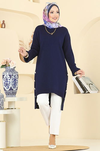 moda selvim Tunic 2716AYD574 Navy Blue - Thumbnail