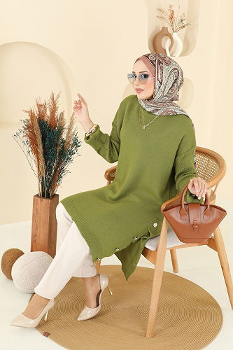 moda selvim Tunic 2716AYD574 Oil Green - Thumbnail