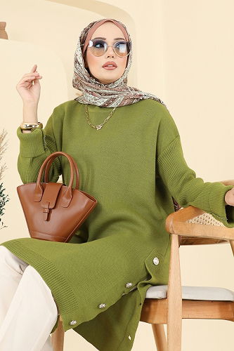 moda selvim Tunic 2716AYD574 Oil Green - Thumbnail