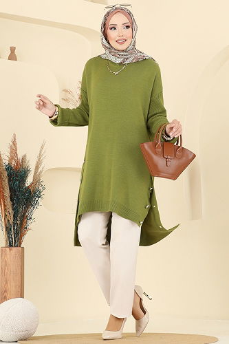 moda selvim Tunic 2716AYD574 Oil Green - Thumbnail