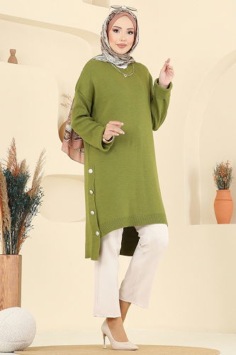 moda selvim Tunic 2716AYD574 Oil Green - Thumbnail