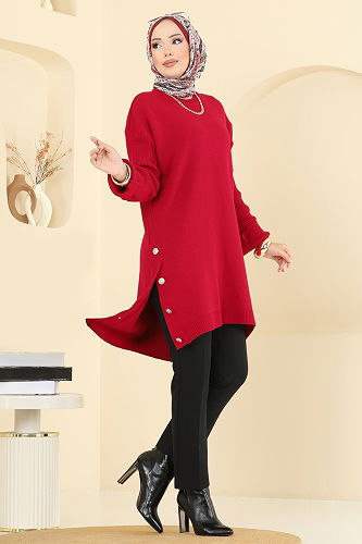 moda selvim Tunic 2716AYD574 Red - Thumbnail