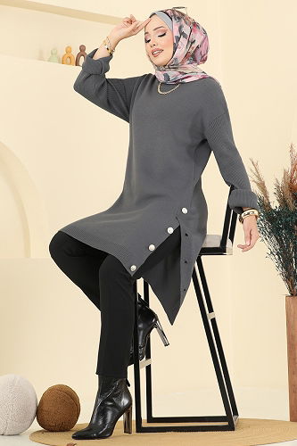 moda selvim Tunic 2716AYD574 Smoked - Thumbnail