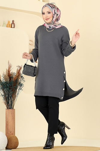 moda selvim Tunic 2716AYD574 Smoked - Thumbnail