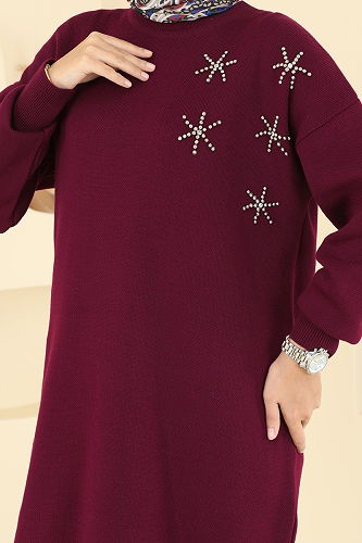 moda selvim بلوز خمري 2717AYD574 - Thumbnail