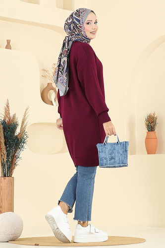 moda selvim بلوز خمري 2717AYD574 - Thumbnail