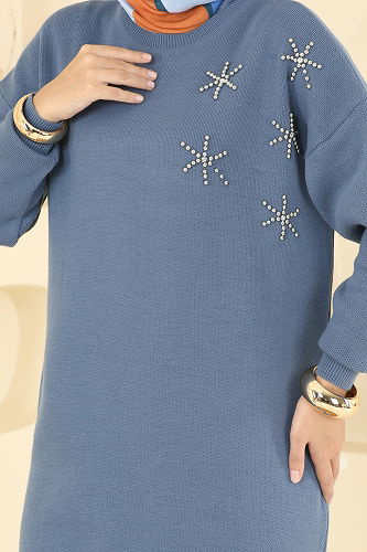 moda selvim Tunic 2717AYD574 Indigo - Thumbnail