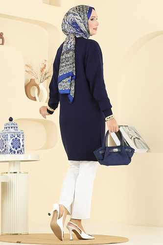 moda selvim بلوز كحلي 2717AYD574 - Thumbnail