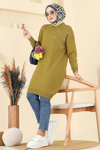 moda selvim Tunic 2717AYD574 Oil Green - Thumbnail
