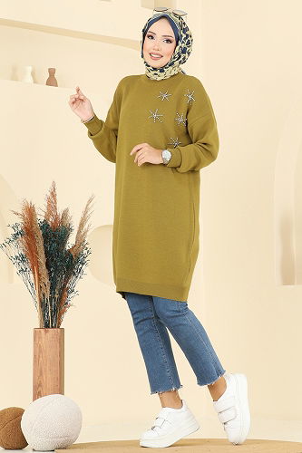 moda selvim Tunic 2717AYD574 Oil Green - Thumbnail