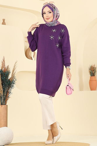 moda selvim بلوز أرجواني 2717AYD574 - Thumbnail