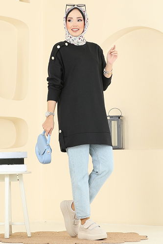 moda selvim Tunic 2727AYD574 Black - Thumbnail