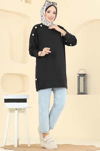 moda selvim Tunic 2727AYD574 Black - Thumbnail
