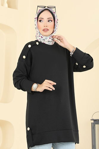 moda selvim Tunic 2727AYD574 Black - Thumbnail