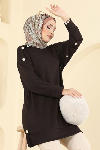 moda selvim Tunic 2727AYD574 Brown - Thumbnail