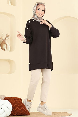 moda selvim بلوز بني 2727AYD574 - Thumbnail