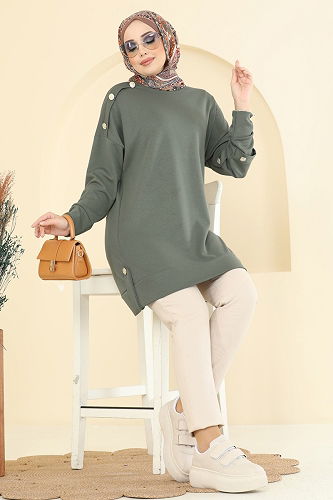 moda selvim Tunic 2727AYD574 Khaki - Thumbnail