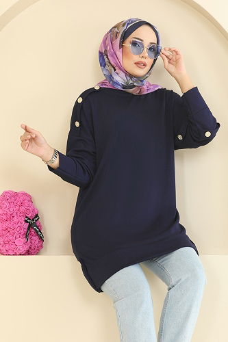 moda selvim Tunic 2727AYD574 Navy Blue - Thumbnail