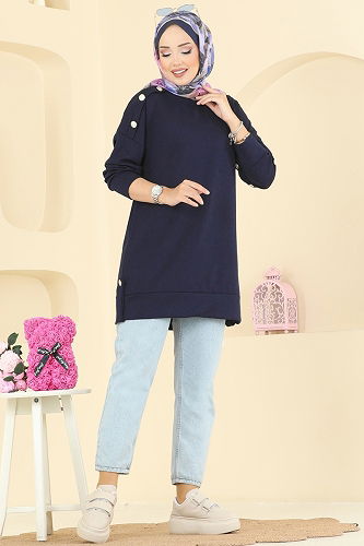 moda selvim Tunic 2727AYD574 Navy Blue - Thumbnail