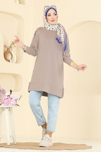 moda selvim Tunic 2727AYD574 Stone - Thumbnail