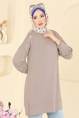 moda selvim Tunic 2727AYD574 Stone - Thumbnail
