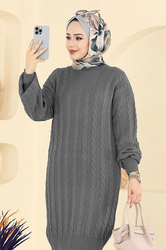 moda selvim بلوز رمادي غامق 2734AYD574 - Thumbnail