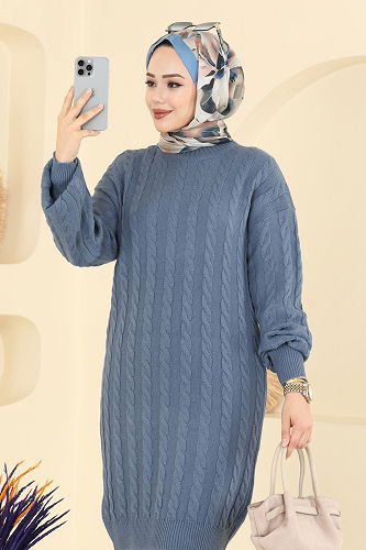 moda selvim Tunic 2734AYD574 Light Indigo - Thumbnail