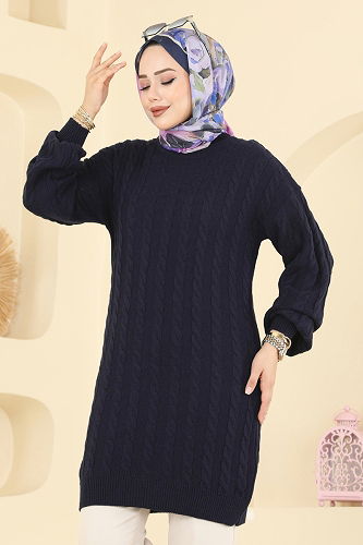 moda selvim بلوز كحلي 2734AYD574 - Thumbnail