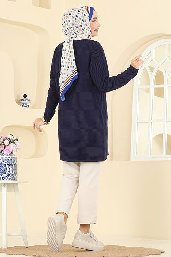 moda selvim بلوز كحلي 2735AYD574 - Thumbnail