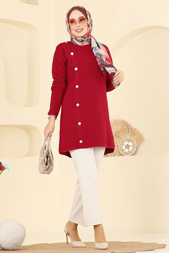 moda selvim بلوز احمر 2735AYD574 - Thumbnail