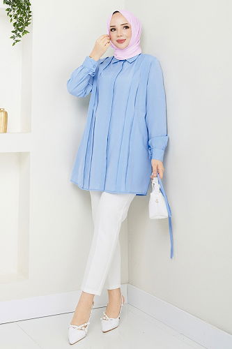 moda selvim Tunic 273ASN888 Blue - Thumbnail