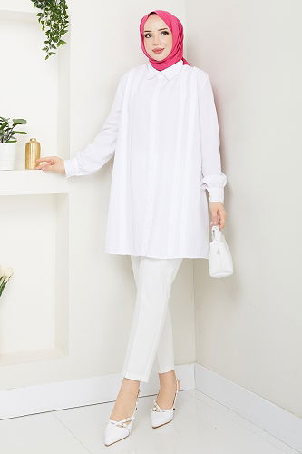 moda selvim Tunic 273ASN888 Ecru - Thumbnail