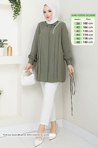 moda selvim Tunic 273ASN888 Khaki - Thumbnail