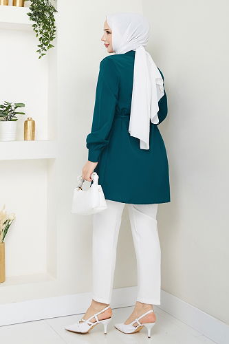 moda selvim بلوز بترولي 273ASN888 - Thumbnail