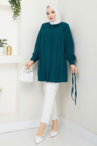 moda selvim بلوز بترولي 273ASN888 - Thumbnail