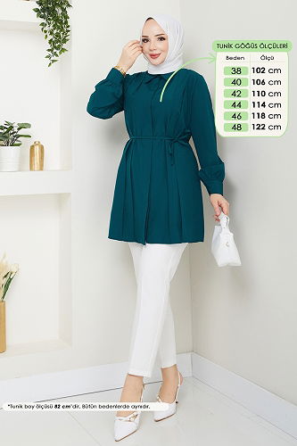 moda selvim بلوز بترولي 273ASN888 - Thumbnail