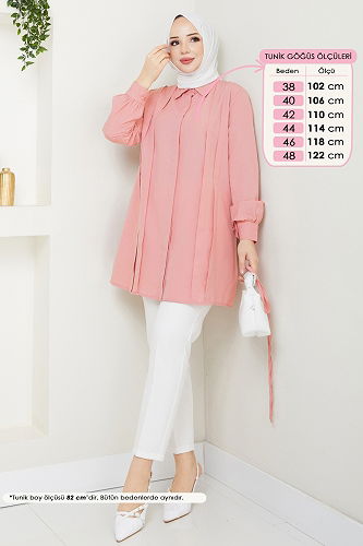 moda selvim Tunic 273ASN888 Salmon - Thumbnail