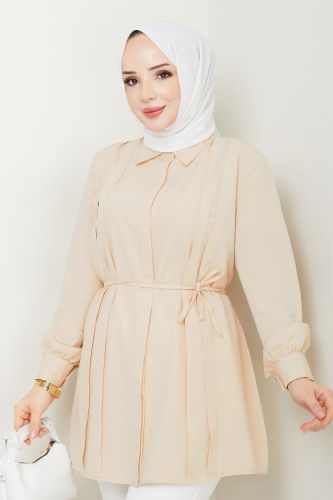 moda selvim Tunic 273ASN888 Stone - Thumbnail