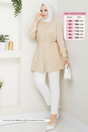 moda selvim Tunic 273ASN888 Stone - Thumbnail