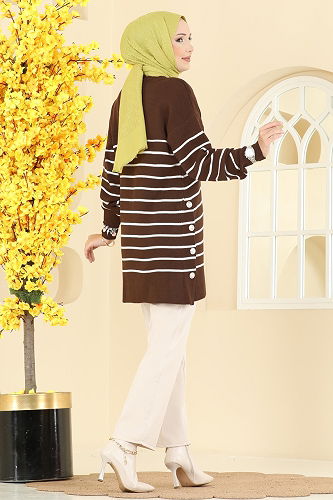 moda selvim بلوز بني 2751AYD574 - Thumbnail
