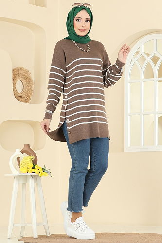 moda selvim بلوز بيج غامق 2751AYD574 - Thumbnail