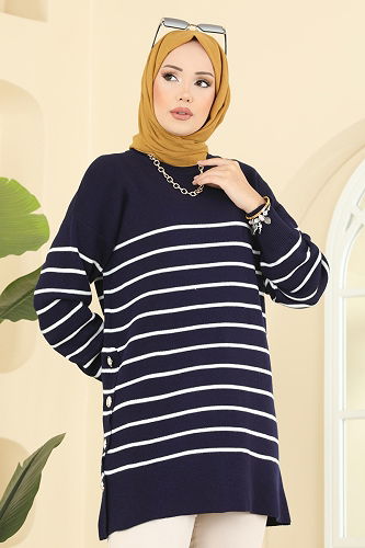 moda selvim Tunic 2751AYD574 Navy Blue - Thumbnail