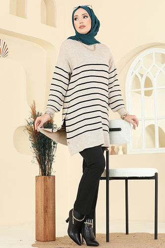 moda selvim Tunic 2751AYD574 Stone - Thumbnail