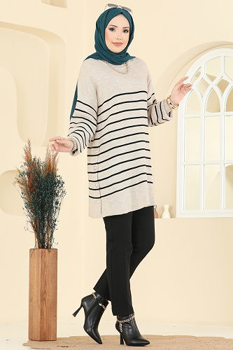 moda selvim بلوز بيج 2751AYD574 - Thumbnail