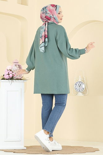 moda selvim بلوز أخضر عشبي 2753AYD574 - Thumbnail